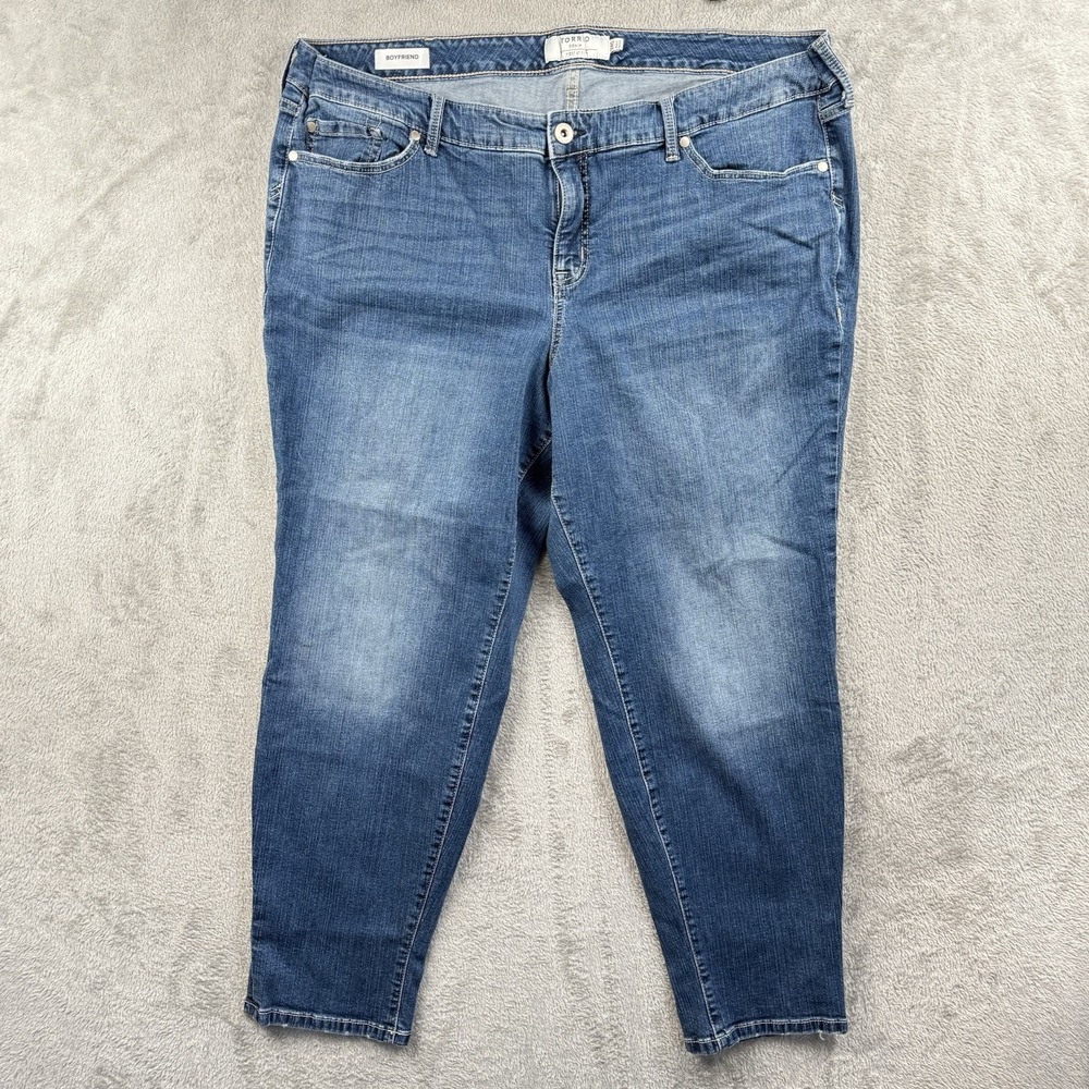 Torrid Boyfriend Jeans Womens Plus 24 Short Blue Denim High Waisted Stretch